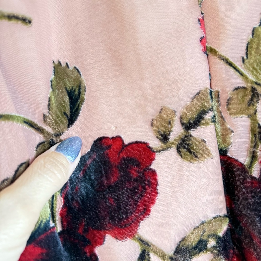 Mauve and Red Floral Burnout Mini Slip Dress | Small - Picture 6 of 13